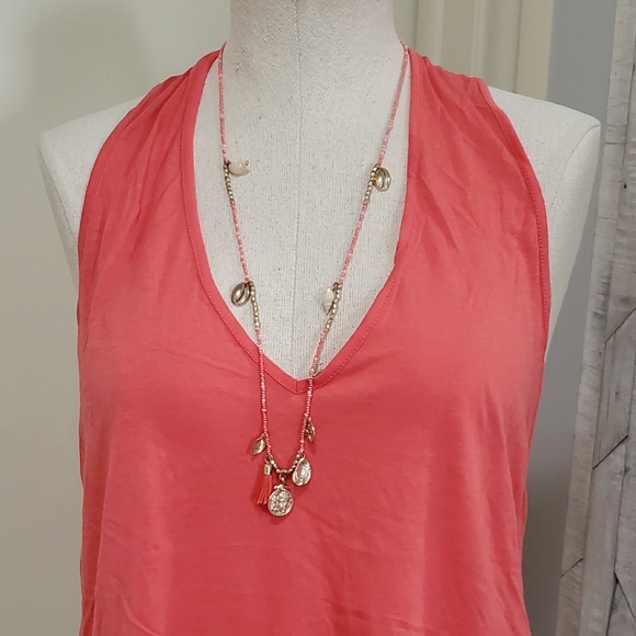 Free People Wider Macrame Knotted Tank Top Peach S - Picture 6 of 13